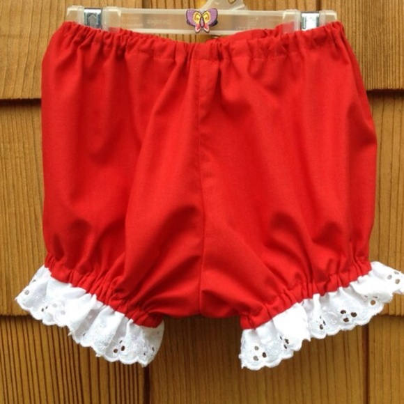 #51  Red Diaper Covers, with White Eyelet Lace Trim - Picture 1 of 3